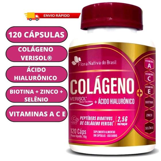Imagem de Ácido hialurônico + Colágeno Verisol + Biotina 120 Cápsulas Para Cabelo Pele e Unhas