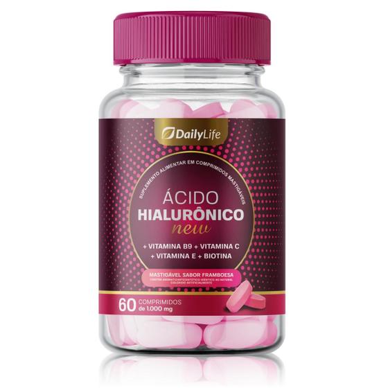 Imagem de Ácido Hialurônico com Colágeno e Vitaminas C E B9 e Biotina 60 Comprimidos Zero Açúcar Sem Glúten