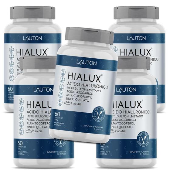 Imagem de Ácido Hialurônico Concentrado Hialux Antirrugas Vegano com MSM - Kit 5