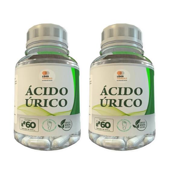 Imagem de Ácido Úrico - 60 Cápsulas 500Mg Kit Com 2 Potes