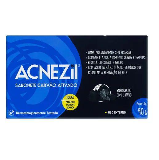 Imagem de Acnezil Sabonete Carvao Ativado Combate Acne 90g Reduz Oleosidade e Brilho = acnase