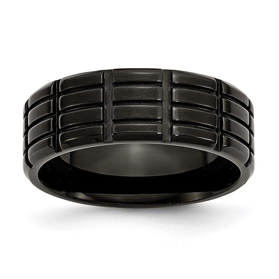 Imagem de Aço Inoxidável 8mm Preto IP-chapeado Grooved & Brushed Band