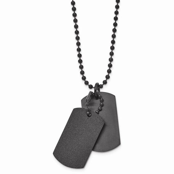 Imagem de Aço inoxidável escovado e corte a laser preto IP Double Dogtag