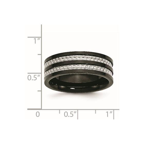 Imagem de Aço Inoxidável Polido 8mm Preto IP-chapeado Grey Carbon Fib