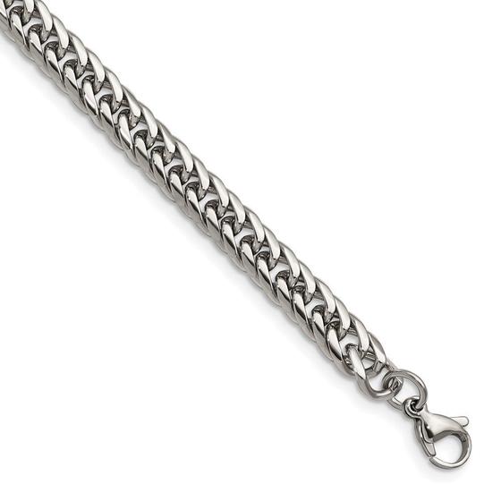Imagem de Aço inoxidável polido 9in Double Curb Chain Bracelet