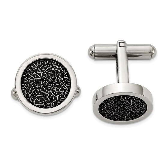 Imagem de Aço Inoxidável Polido c/ Preto Stoving Varnish Cufflinks