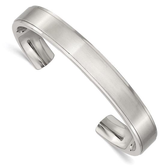 Imagem de Aço inoxidável polido e escovado Ridged Edge Bangle