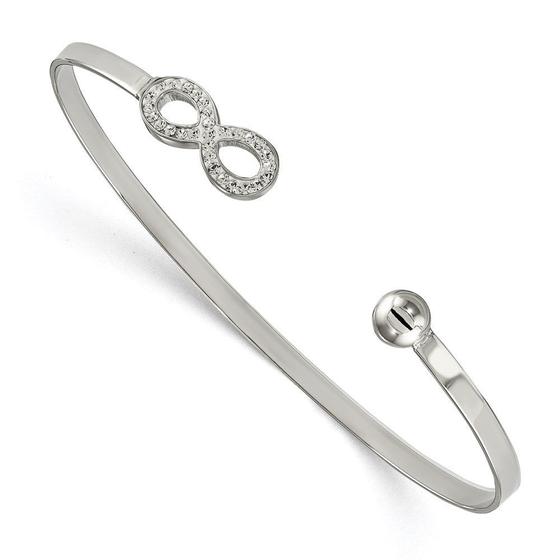 Imagem de Aço Inoxidável Polido Preciosa Cristal Infinity Cuff Bang