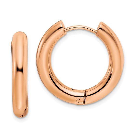 Imagem de Aço inoxidável polido rosa ip-chapeado 4mm articulado aro earr