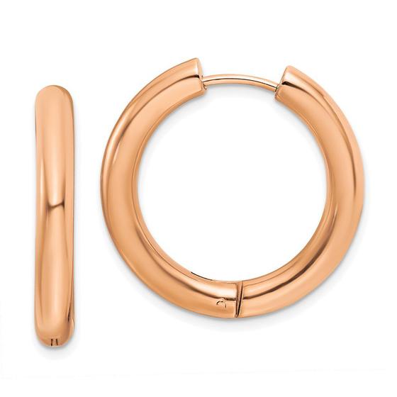 Imagem de Aço inoxidável polido rosa ip-chapeado 4mm articulado aro earr