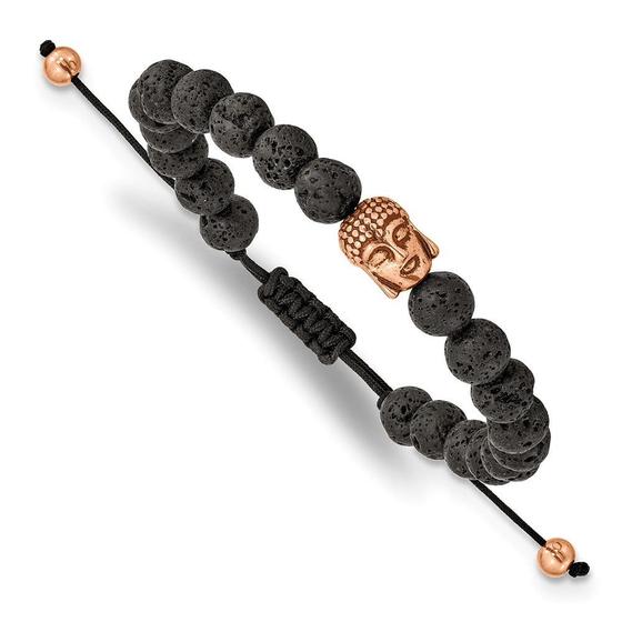 Imagem de Aço inoxidável polido rosa ip lava pedra Buddha Adjustabl