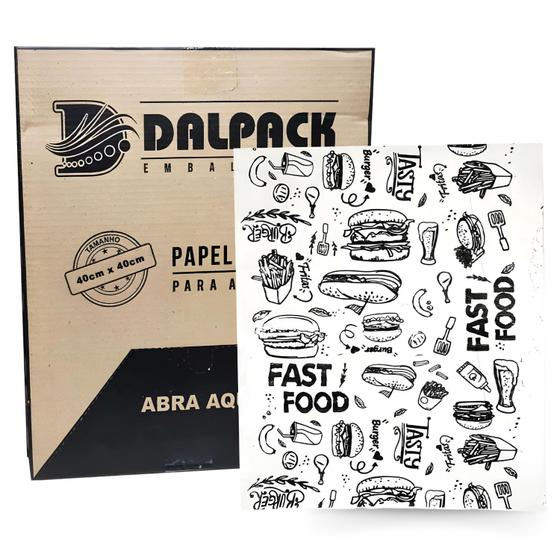 Imagem de Acoplado Para Lanches 40X40Cm Desenhado Plastificado Internamente Higiênico Caixa Com 400 Unidades