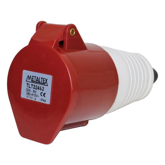 Imagem de Acoplamento Blindado 3 Polos + Neutro + Terra 32A 415V Vermelho TLT32453 Metaltex