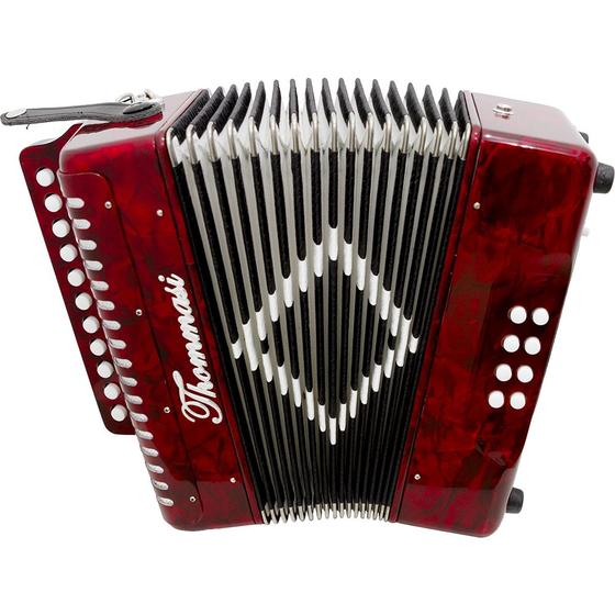 Imagem de Acordeon 8 Baixos 21 Botões TA 821BS Vermelho Thommasi