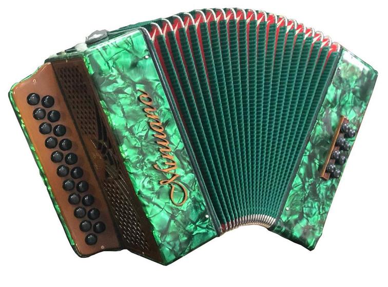 Imagem de Acordeon 8 Baixos Minuano 8/21 Verde Revestida Celuloide