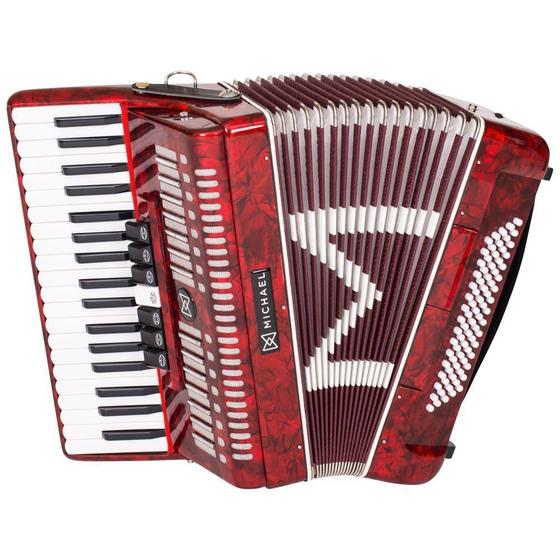 Imagem de Acordeon 80 Baixos Michael ACM8007N PRD Vermelho Perola Case