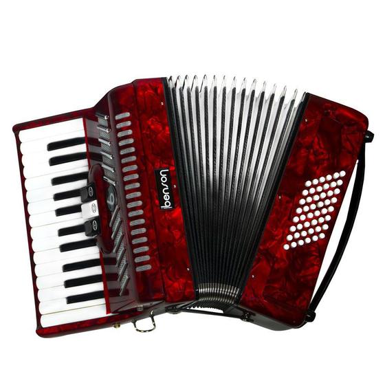 Imagem de Acordeon Benson BAC48-3PRD 48 baixos 3 registros Vermelho