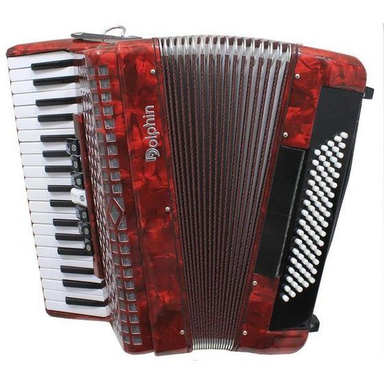 Imagem de Acordeon Dolphin 80 Baixos Vermelho Com Bag E Alças 6811