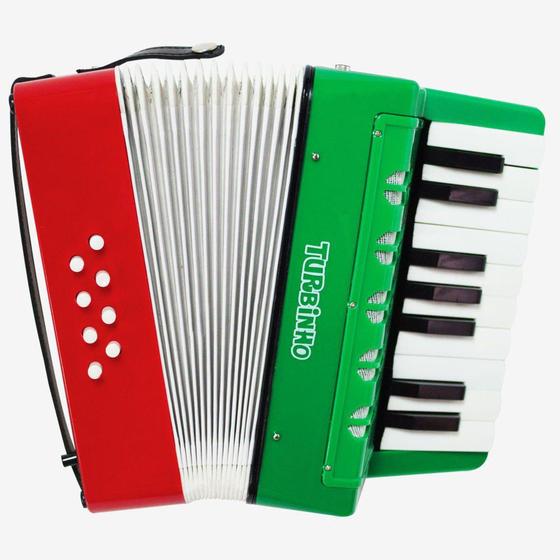 Imagem de Acordeon Infantil 8 Baixos Verde com Vermelho Turbinho - TURBO