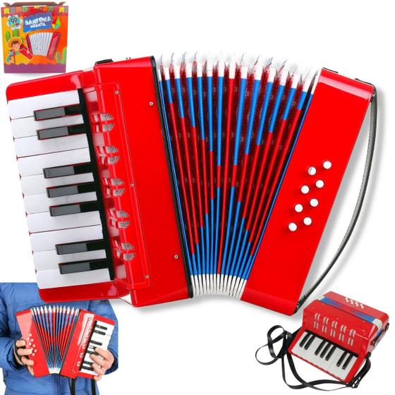 Imagem de Acordeon Sanfona Gaita Infantil 8 Baixos 17 Teclas Brinquedo      