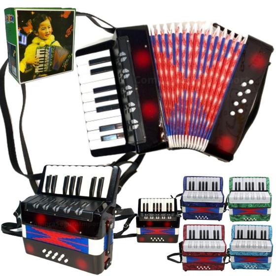 Imagem de Acordeon Sanfona Gaita Infantil 8 Baixos 17 Teclas Brinquedo