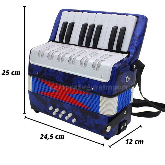 Imagem de Acordeon Sanfona Infantil 8 Baixos Brinquedo Crianças( Azul)