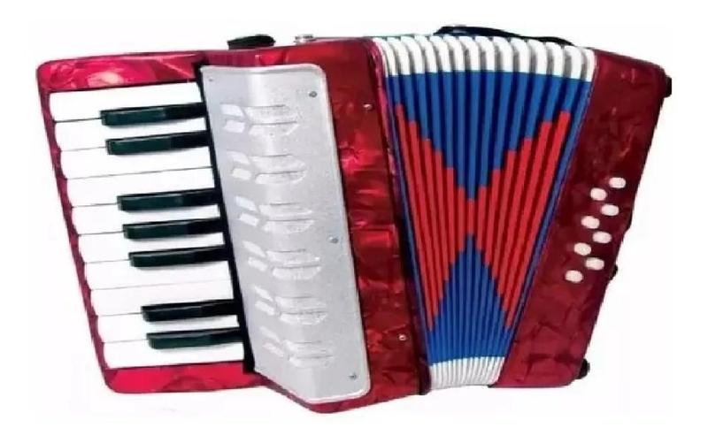 Imagem de Acordeon Sanfona Infantil 8 Baixos Brinquedo Crianças - Vermelha