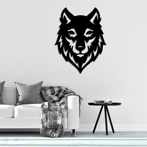 Imagem de Acrílico Decorativo Espelhado Cabeça De Lobo Preto