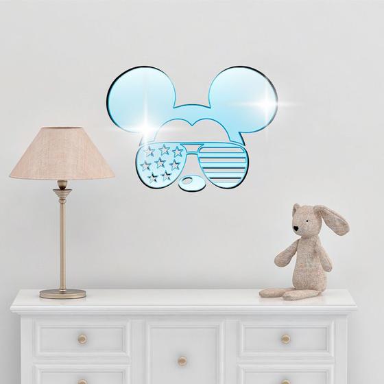 Imagem de Acrílico Decorativo Espelhado Mickey Mouse De Óculos Azul