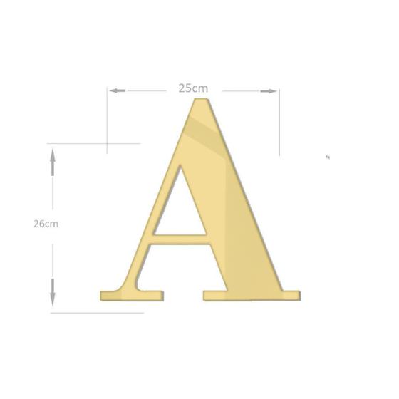 Imagem de Acrílico Espelhado Decorativo Alfabeto Letra A Dourado