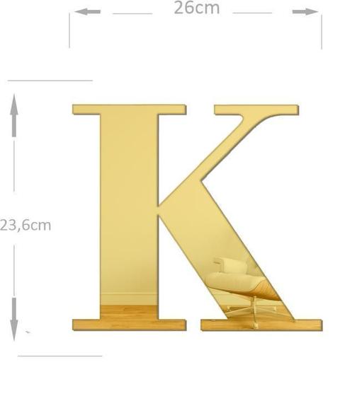 Imagem de Acrílico Espelhado Decorativo Alfabeto Letra K Dourado