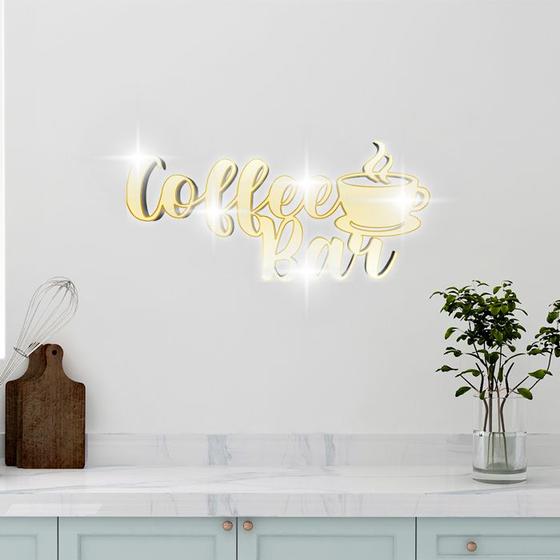 Imagem de Acrílico Espelhado Decorativo Cozinha Coffe Bar Dourado