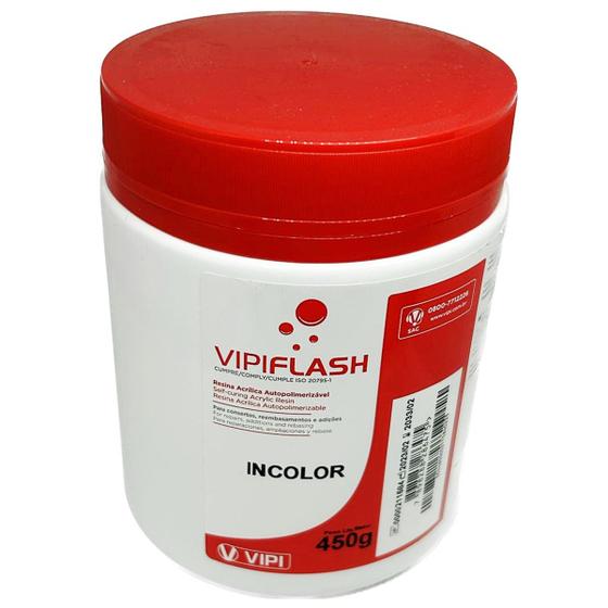 Imagem de Acrílico Pó 450g Incolor Resina Consertos Reparos Prótese - Vipi Flash