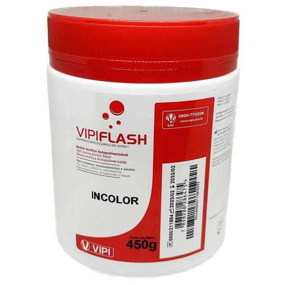 Imagem de Acrílico Pó 450G Incolor Vipi Flash Dentsply Auto Reparos