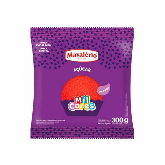 Imagem de Açúcar Colorido Vermelho 300g para Confeitaria - Mavalério