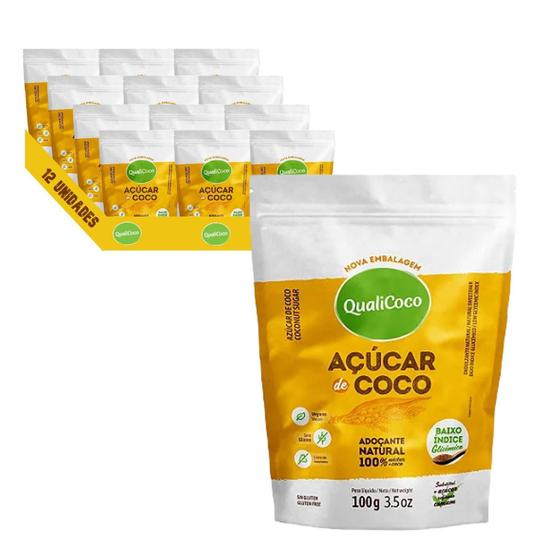 Imagem de Açucar De Coco Qualicoco 100G Kit 12 Pacotes