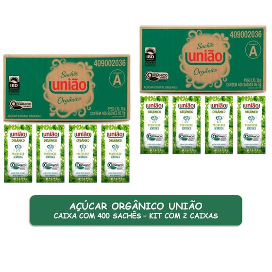 Imagem de Açúcar Orgânico União caixa c/ 400 saches - kit c/ 2 cxs