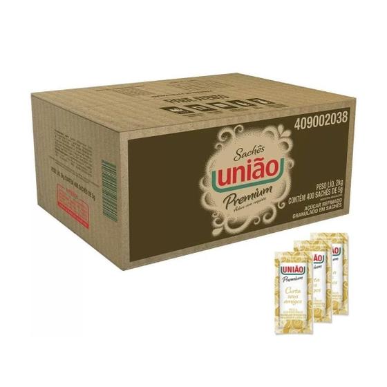Imagem de Açúcar União em Sachês Individuais  Refinado Granulado  400 Unidades