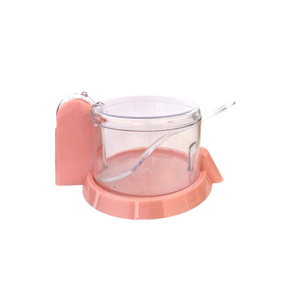 Imagem de Açucareiro Com Colher Tampa Design Prático Porta Condimentos Multiuso Transparente Decorativo