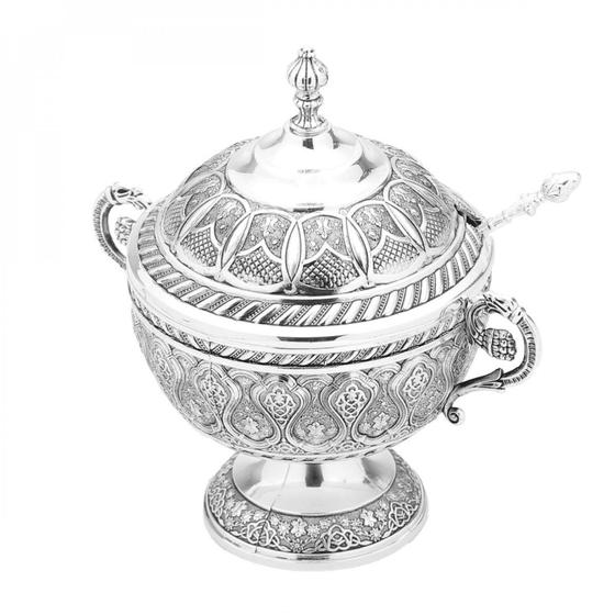 Imagem de Açucareiro Com Colher Zamac Silver Plated Agra Prata Lyor Prata