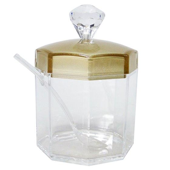 Imagem de Açucareiro de acrílico com colher para servir Diamante 300 ml