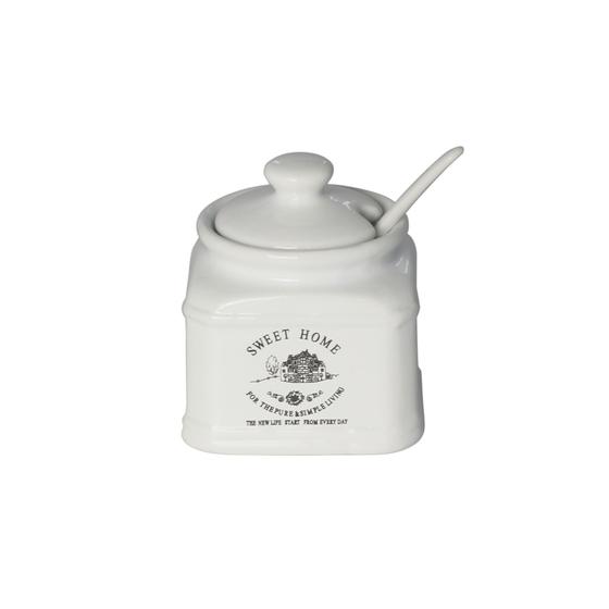 Açucareiro de Cerâmica com Colher e Tampa Sweet Home - Lyor 8568 Menor preço em Açucareiro de Cerâmica com Colher e Tampa Sweet Home - Lyor 8568