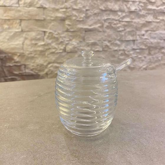 Imagem de Açucareiro de Cristal de Chumbo com Colher e Tampa Colmeia 210ml- Lyor