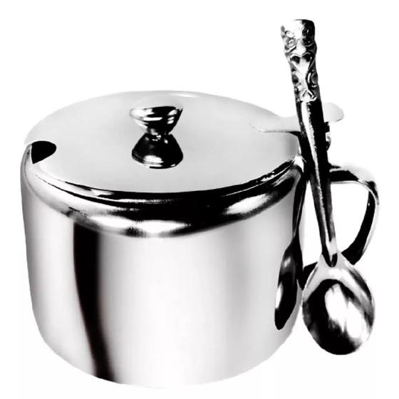 Imagem de Açucareiro Inox com Colher para sua Cozinha 250ml