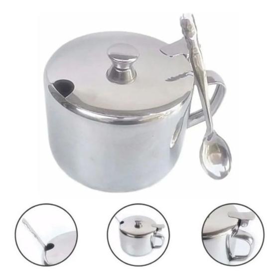 Imagem de Açucareiro Inox De Abrir E Fechar Com Alça E Colher CK4081