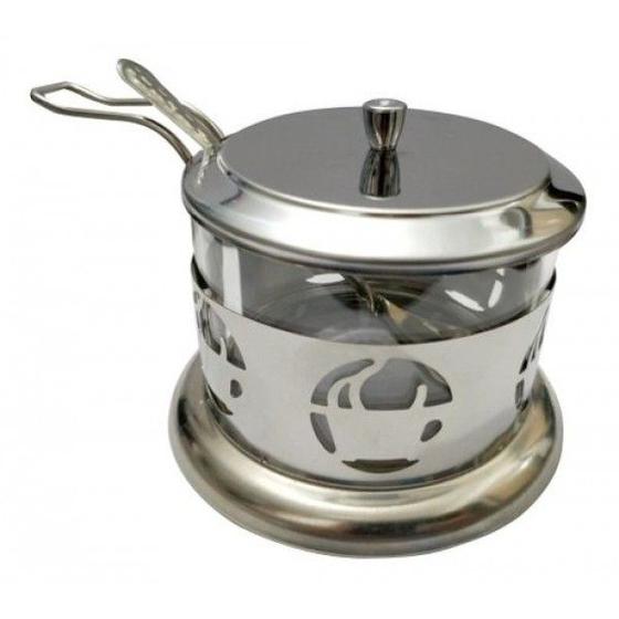 Imagem de Açucareiro vidro e inox com colher - 200 ml