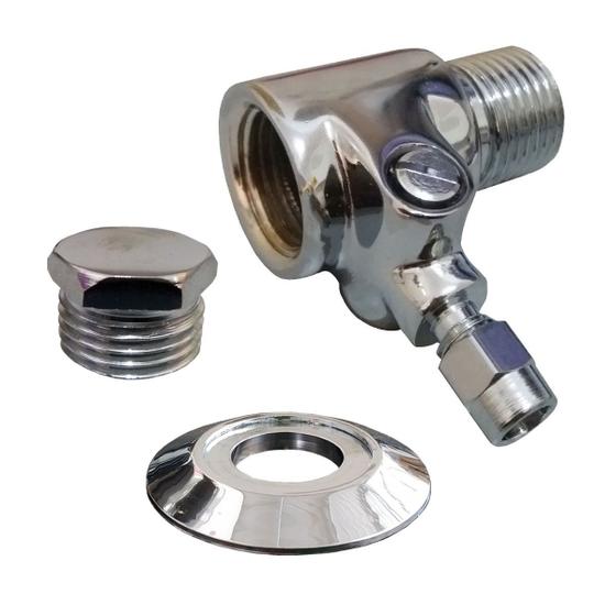Imagem de Adaptador 1/2" Com Registro P/ Torneira Purificador Água Filtro Soft Latina Tampão E Canopla Cromada