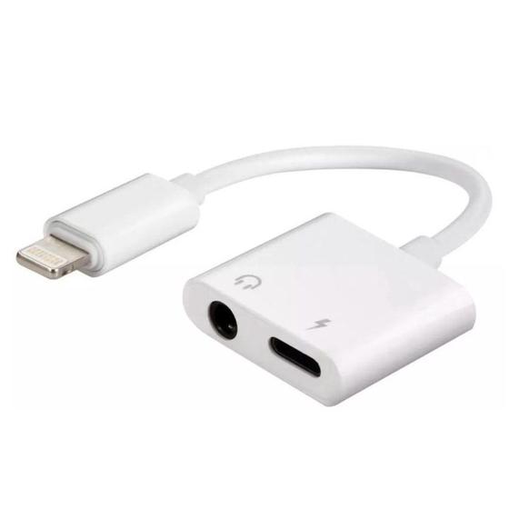 Imagem de Adaptador 2 Em 1 Iphone Ipad Lightning Para Fone De Ouvido P2 E Carregador