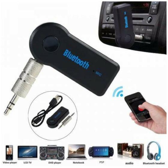 Imagem de Adaptador Bluetooth P2 Auxiliar Musicas Viva Voz Com Bateria Microfone Embutido