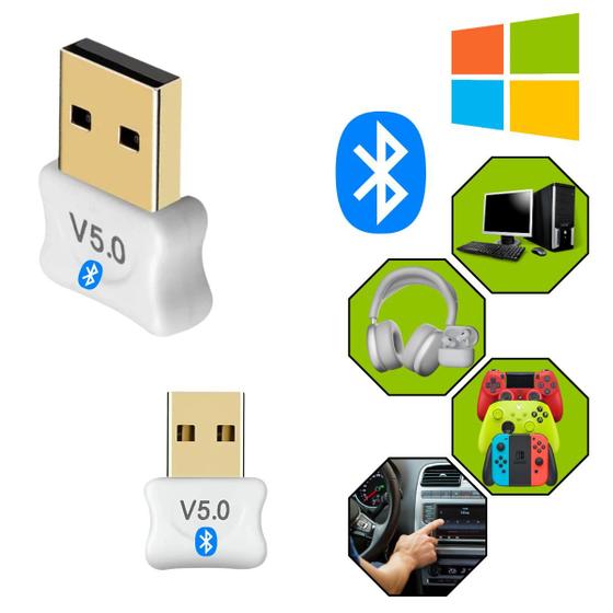 Adaptador Bluetooth Usb 5.0 Caixa de Som controle Windows 810 ...